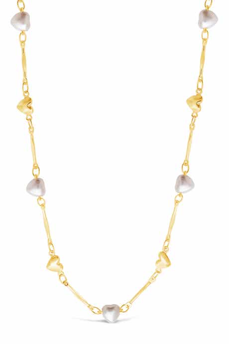 Sterling Forever Imitation Pearl Heart Station Face Mask & Glasses Chain