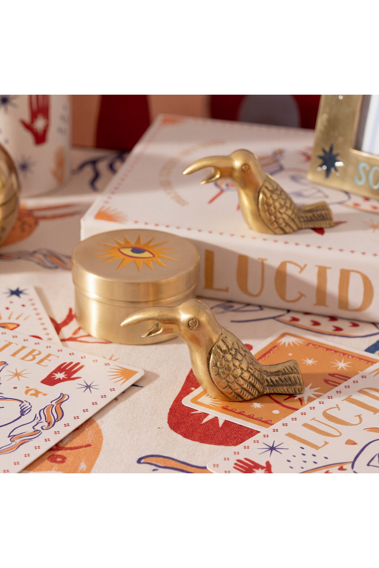 Lotus Brass Bird Decorative Object 2 Pcs Set, Alternate, color, Gold