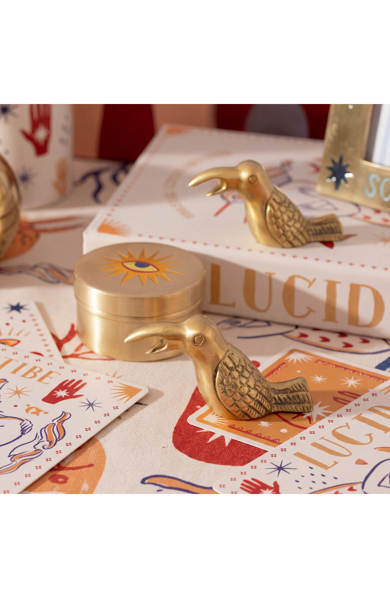 Zsa Zsa Zsu Lotus Brass Bird Decorative Object 2 Pcs Set, Alternate, color, Gold