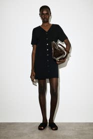 COS Buttoned Milano-knit Mini Dress