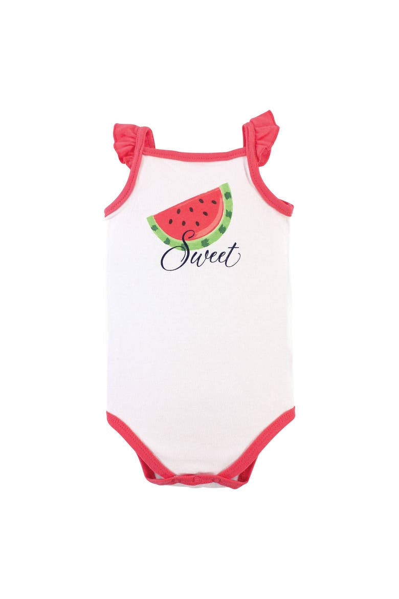 Soft Cotton Sleeveless Bodysuit, Alternate, color, Watermelon