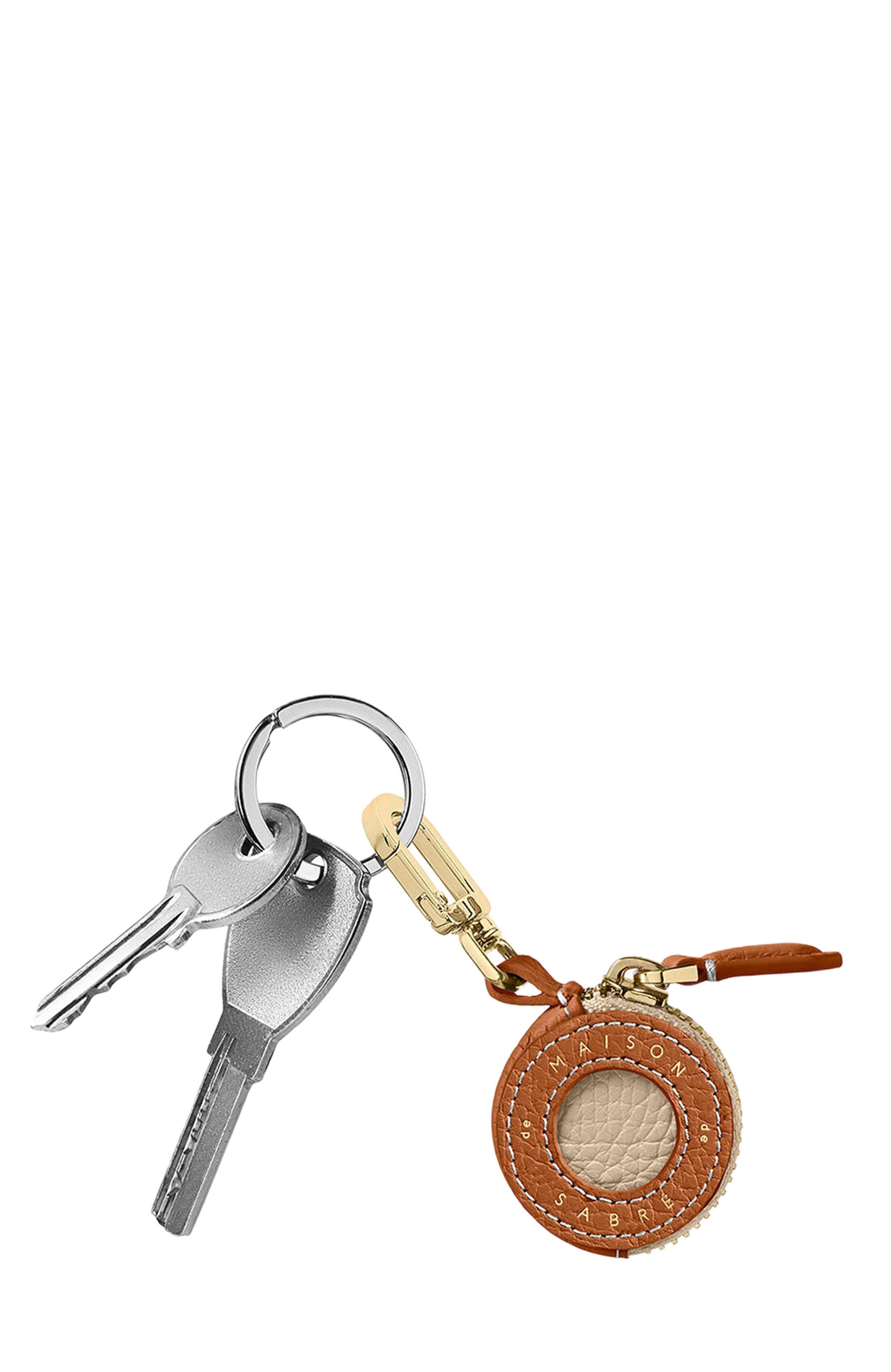 Leather AirTag Charm, Alternate, color, Pecan Nude