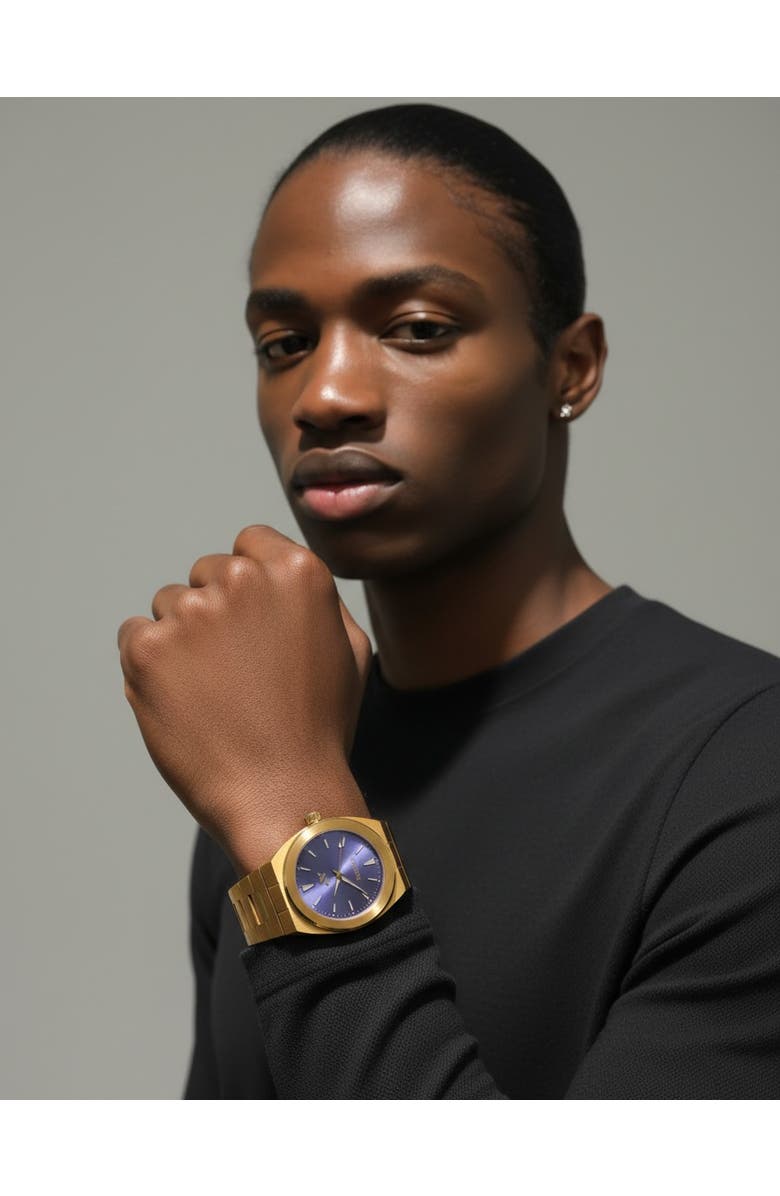 NCMPRBL Elevate Link Peri Swiss Movement Bracelet Watch, 42MM, Alternate, color, Yellow Gold/Purple