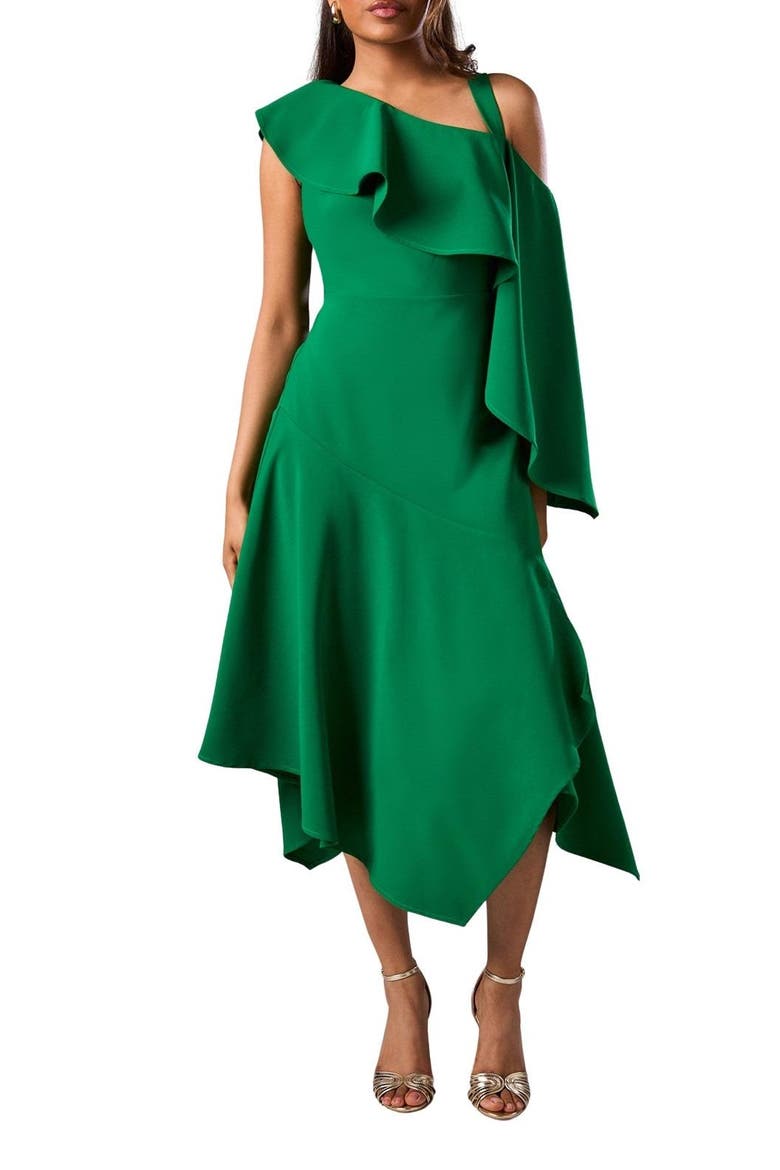 Petite Midi Wedding Guest Dress, Alternate, color, Emerald