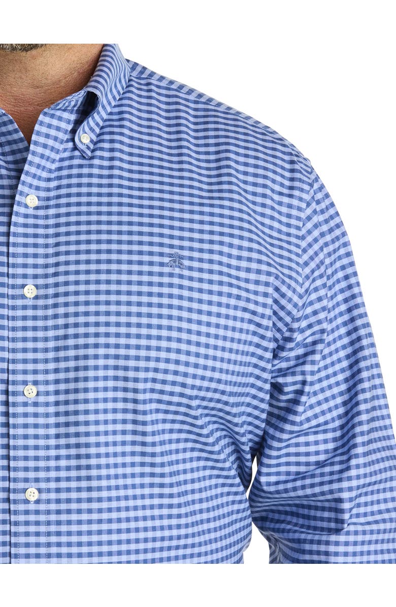 Brooks Brothers Big & Tall Non-Iron Gingham Sport Shirt, Alternate, color, Navy Blue