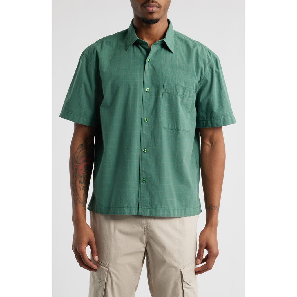Bp. Windowpane Check Short Sleeve Cotton Button-up Shirt