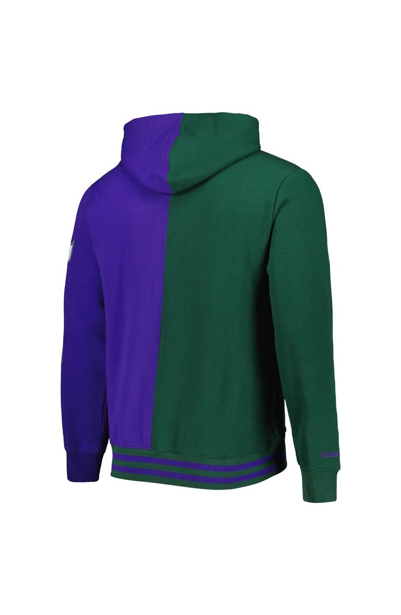 Mitchell & Ness Men's Mitchell & Ness Green/Purple Milwaukee Bucks Hardwood Classics Split Pullover Hoodie, Alternate, color, 