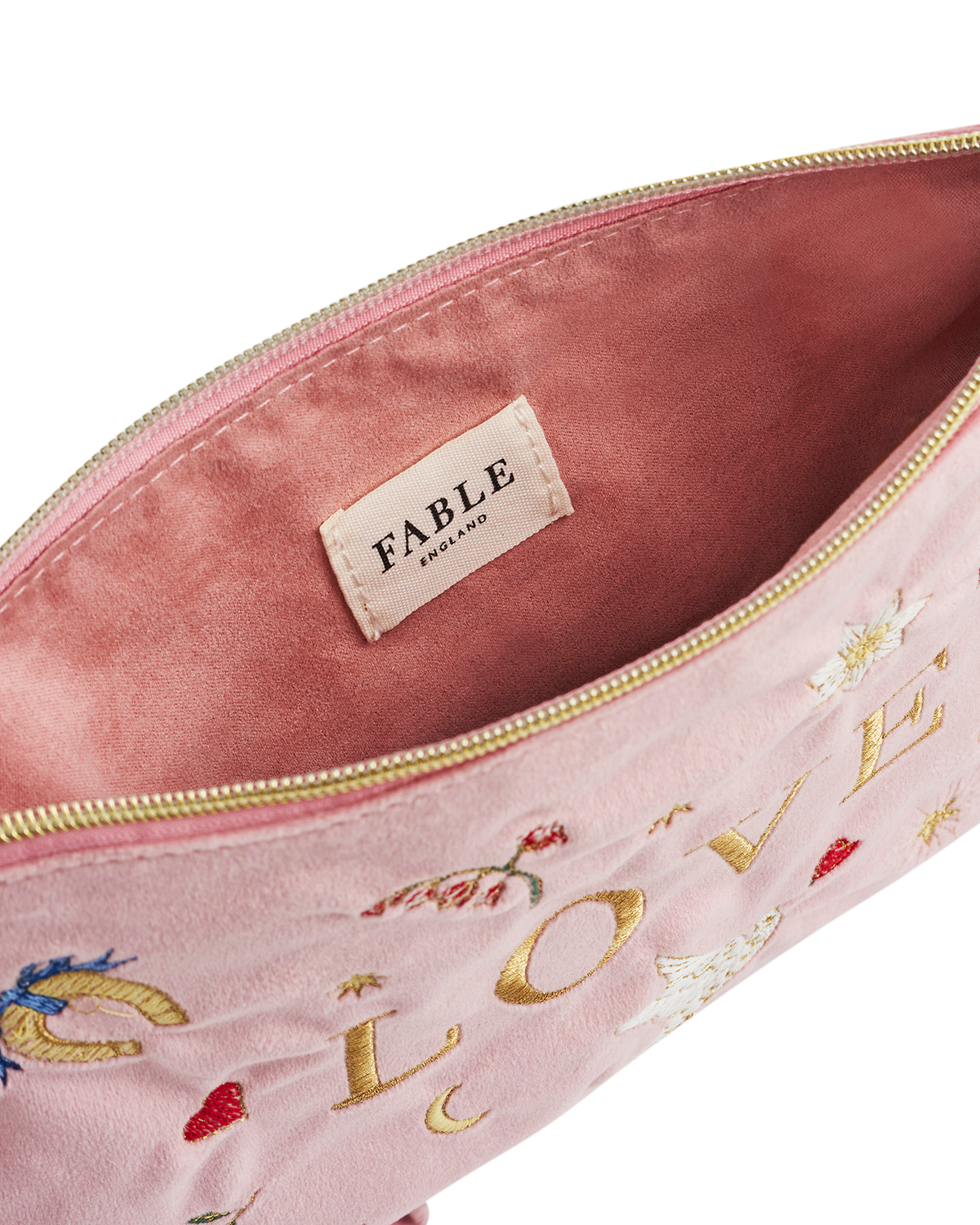 Love Scatter Velvet Embroidered Pouch, Alternate, color, Light/Pastel Pink