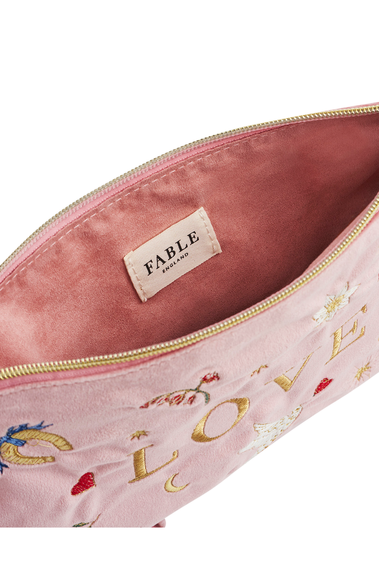 Fable England Love Scatter Velvet Embroidered Pouch, Alternate, color, Light/Pastel Pink