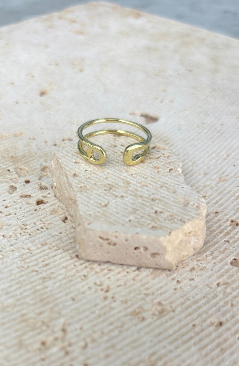 Adornia 14K Gold Plated Safety Pin Open Band Ring, Alternate, color, Gold