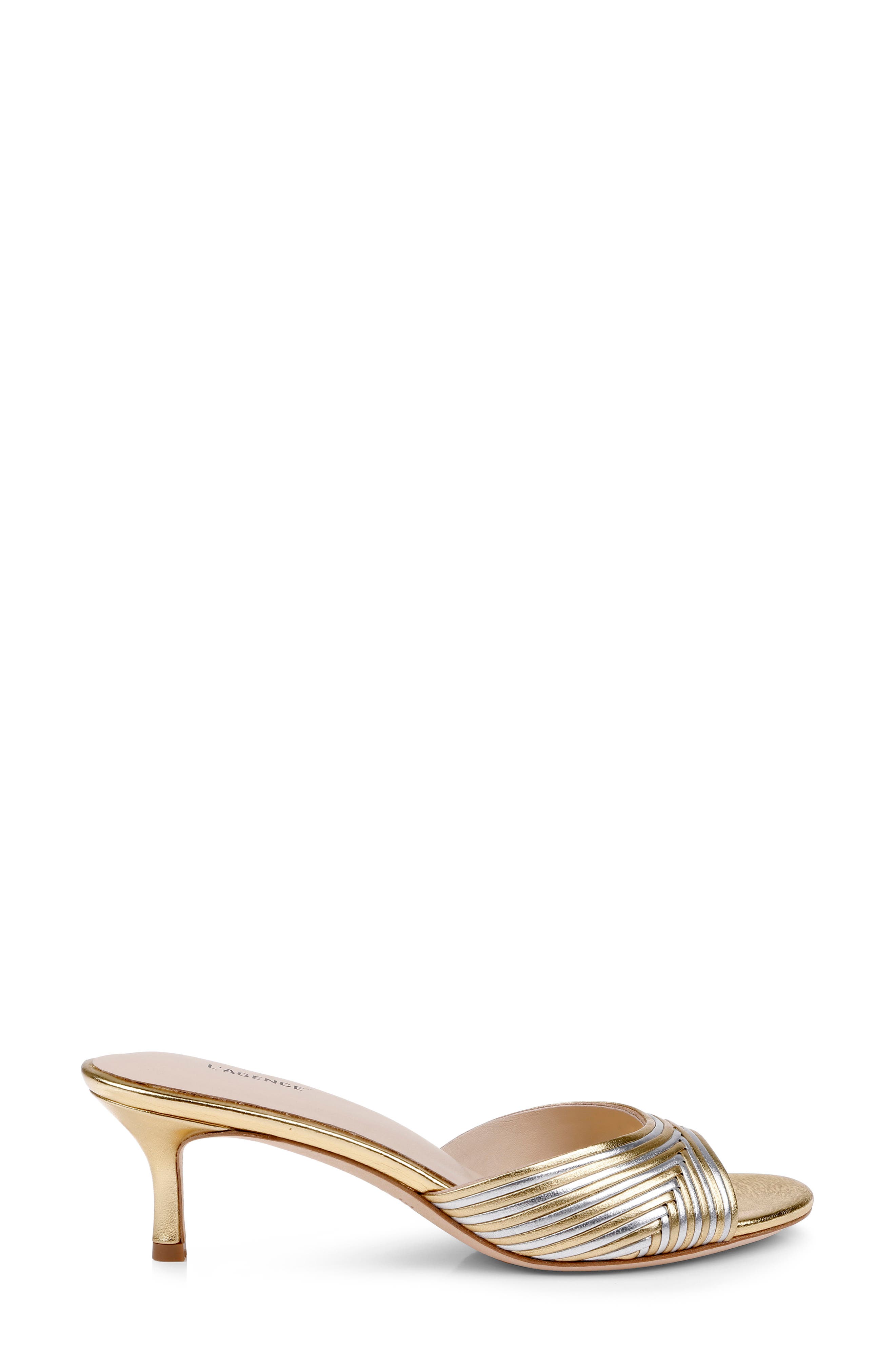 L'AGENCE Chamonix Sandal, Alternate, color, Gold/ Silver