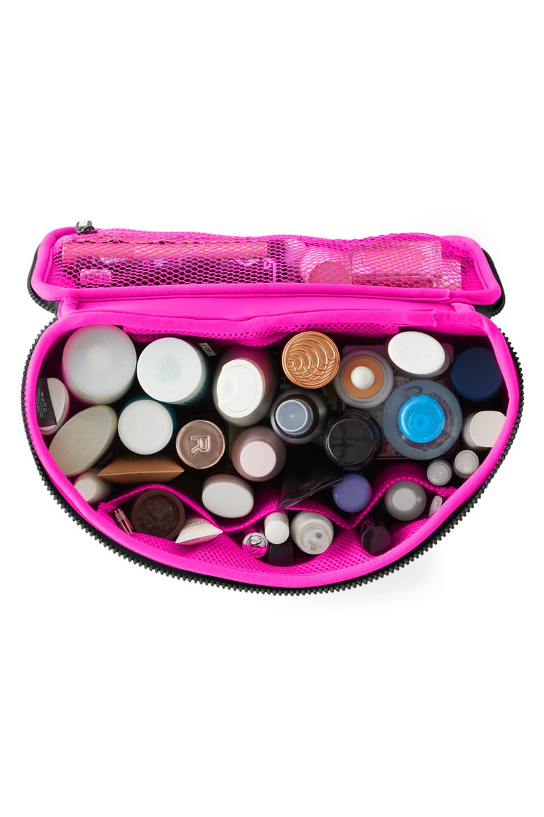 Large Neoprene Train Case, Alternate, color, BLACK/ PINK