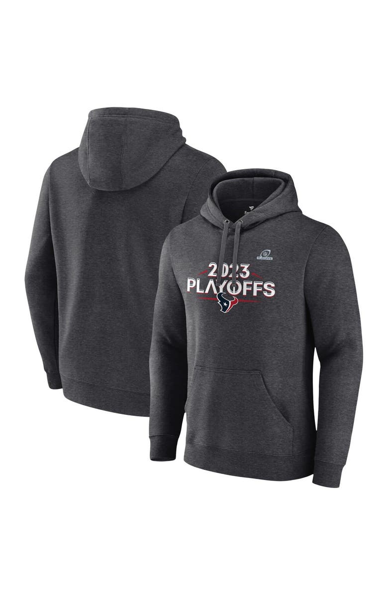 FANATICS Men's Fanatics Branded  Heather Charcoal Houston Texans 2023 NFL Playoffs Fleece Pullover Hoodie, Alternate, color, 