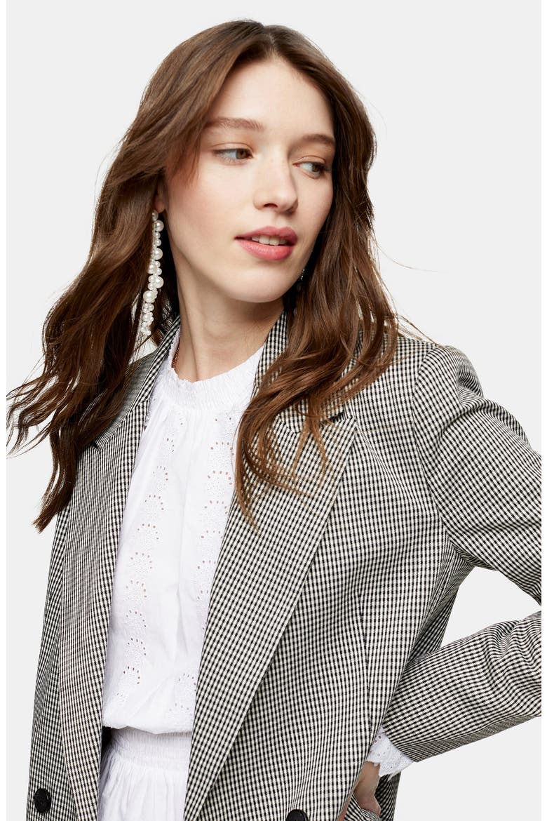 Mini Dogtooth Double Breasted Blazer, Alternate, color, BLACK MULTI