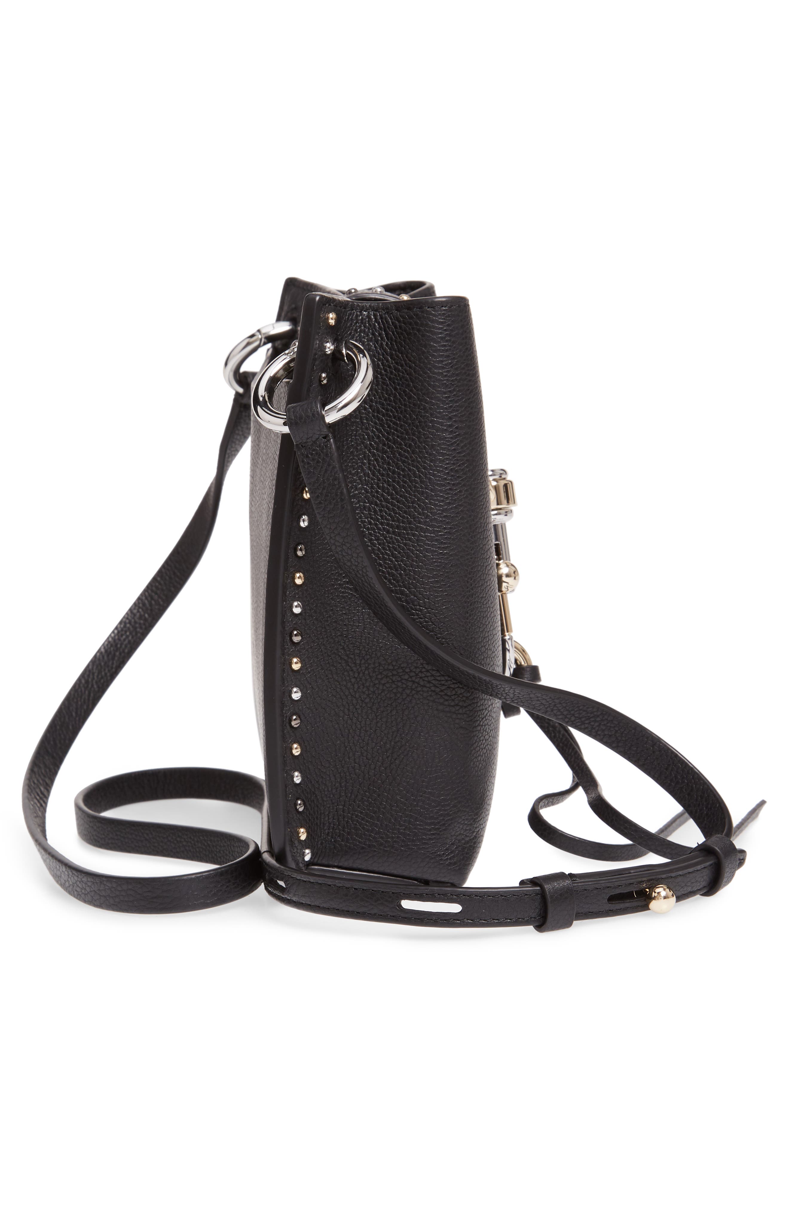 Rebecca Minkoff Mini Megan Studded Leather Feed Bag, Alternate, color, 