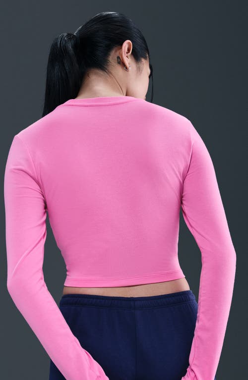 Nike Sportswear Chill Knit Slim Long Sleeve Crop T-shirt In Pink