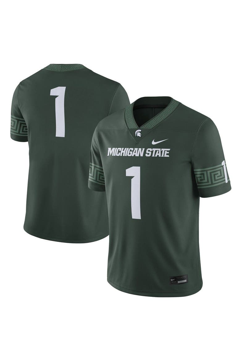 Men's Nike #1 Green Michigan State Spartans Football Game Jersey, Main, color, Green