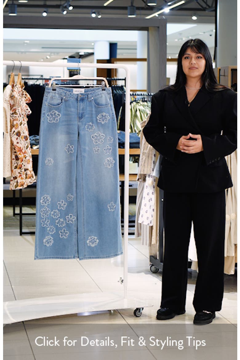 Maya Floral Appliqué Mid Rise Ultra Wide Leg Jeans video