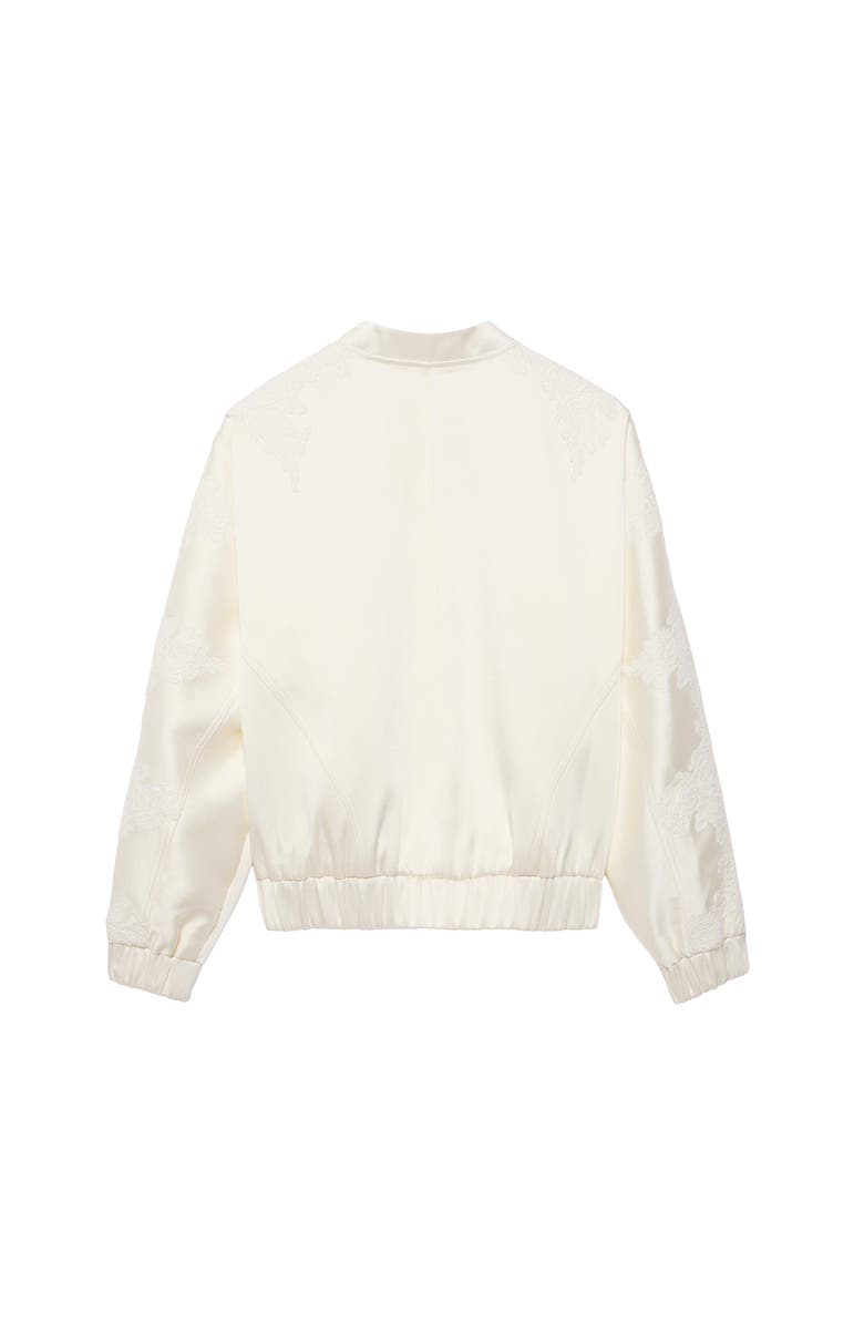 MINT VELVET Satin Lace Trim Bomber Jacket, Alternate, color, Cream