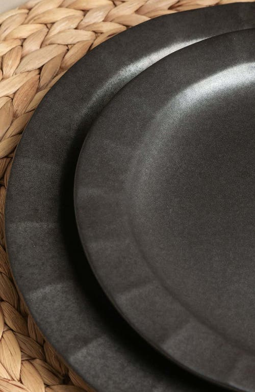 Stone Lain Oasis Stoneware 4-piece Dinner Plate Set In Black