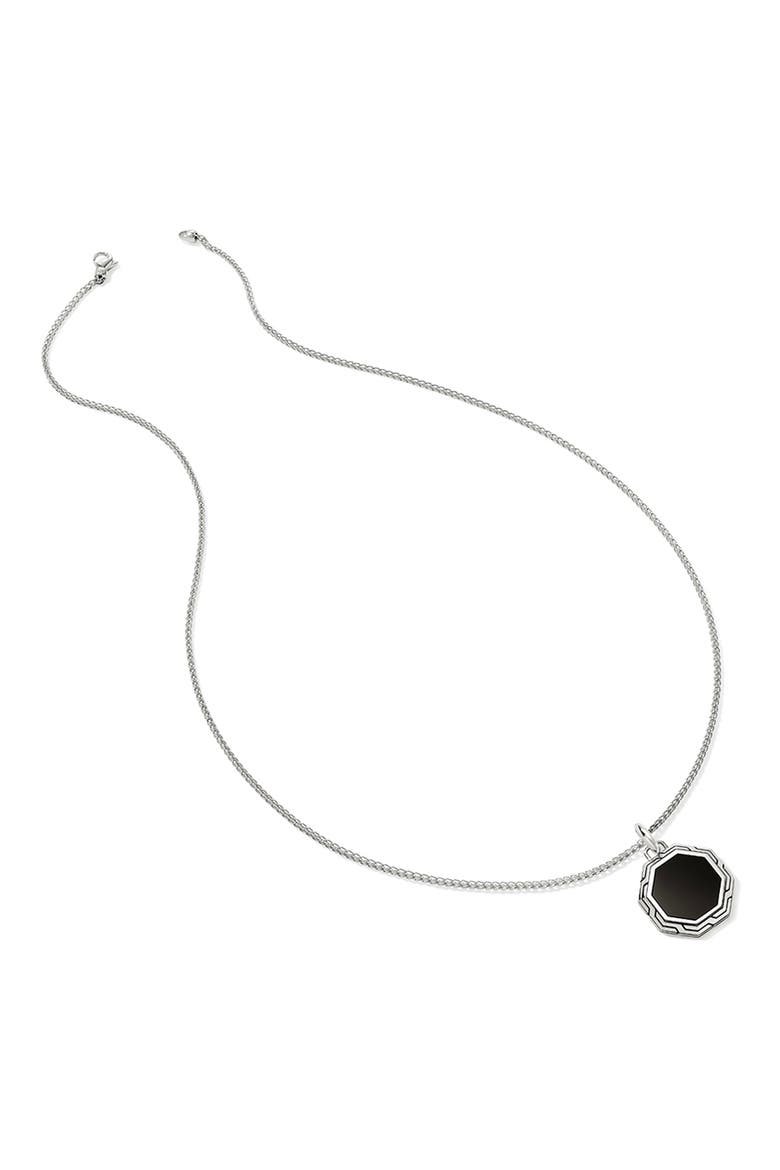 Octagon Tag Necklace, Sterling Silver, Alternate, color, BLACK