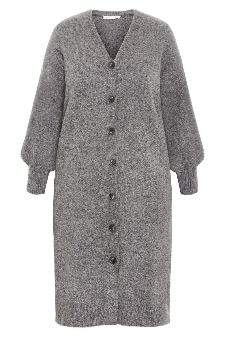 Eleni Button Front Long Sleeve Sweater Dress, Alternate, color, CHARCOAL MARL