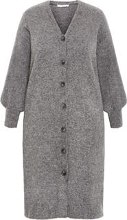 City Chic Eleni Button Front Long Sleeve Sweater Dress