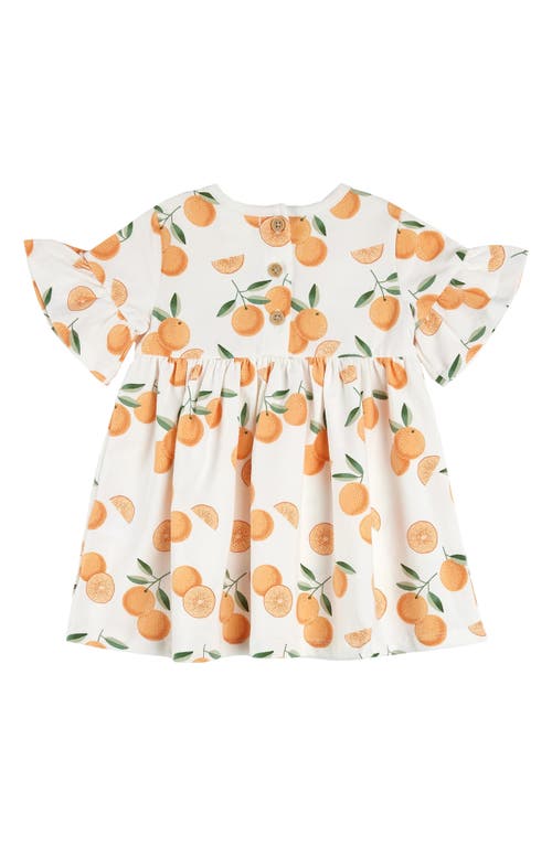 FIRSTS BY PETIT LEM FIRSTS BY PETIT LEM ORANGE PRINT COTTON FLUTTER SLEEVE TOP & LEGGINGS SET 