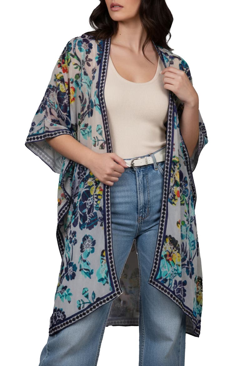 Velvet Floral Ruana, Main, color, BLUE