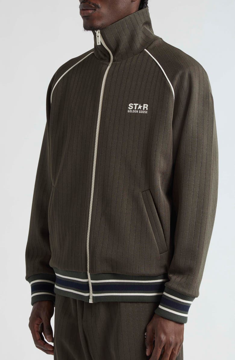 Golden Goose Star Track Jacket, Alternate, color, Military Green/ Papyrus