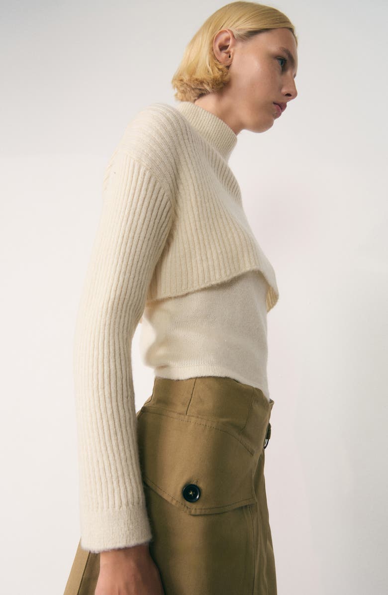 MANGO Layered Mock Neck Sweater, Alternate, color, 
