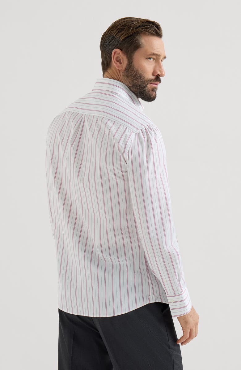 Brunello Cucinelli Striped poplin shirt, Alternate, color, White