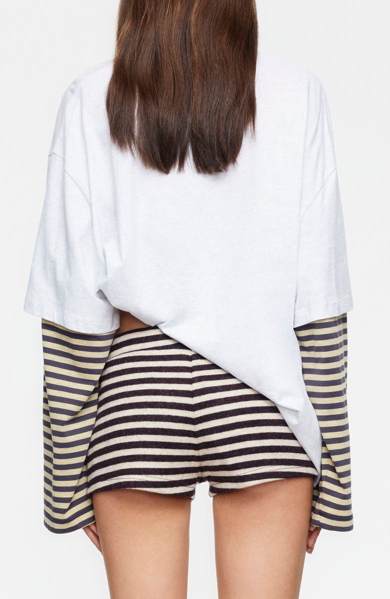 LIONESS Bottega Layered Long Sleeve Cotton Tunic Top, Alternate, color, Beige Stripe