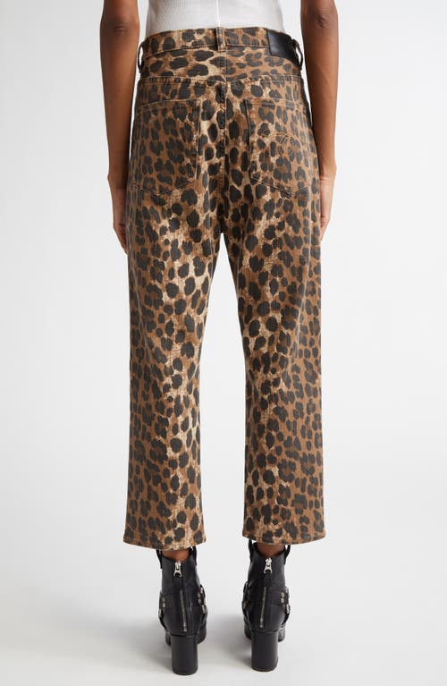 R13 Tailored Drop Crotch Crop Jeans In Stone Washed Leopard