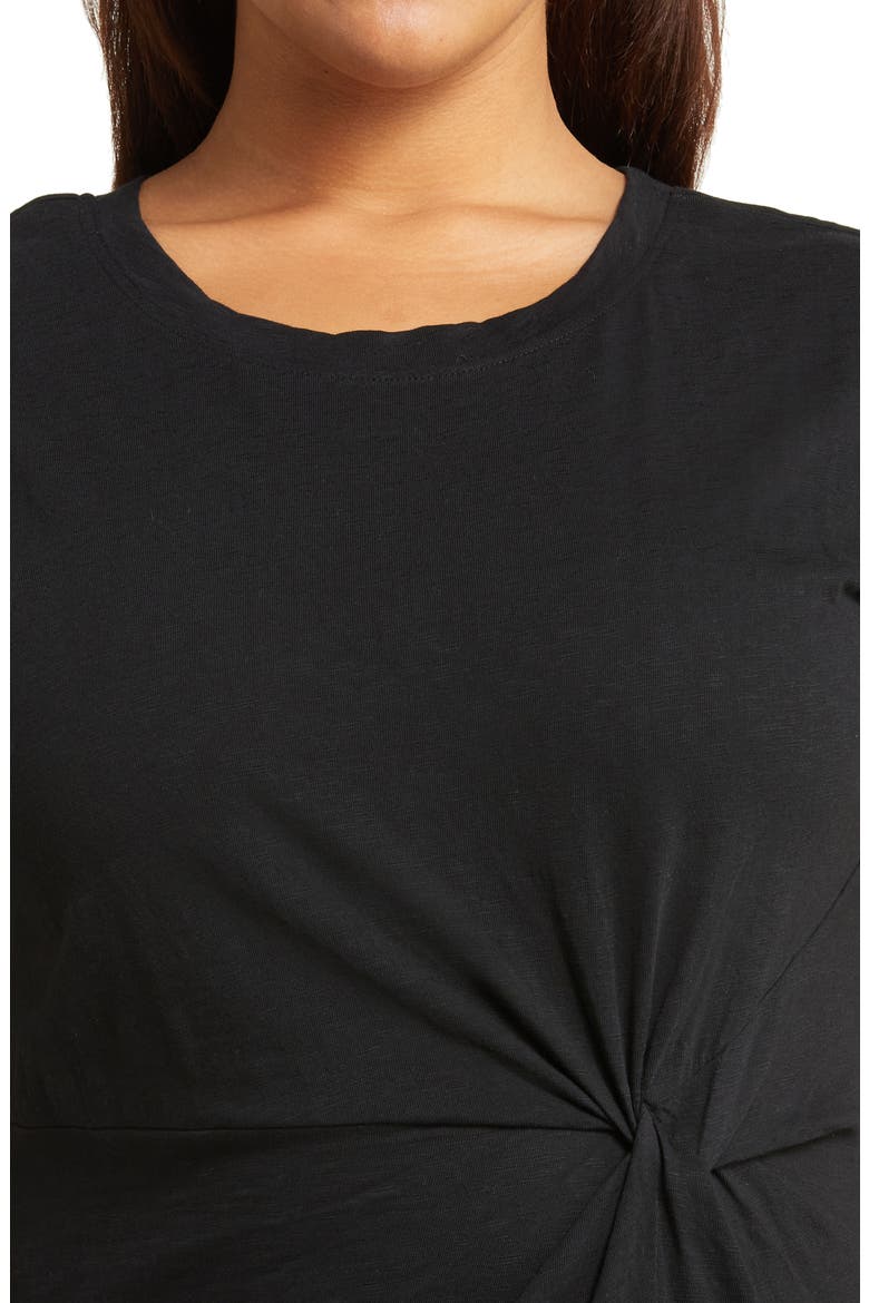 Twist Detail Organic Cotton Dress, Alternate, color, BLACK