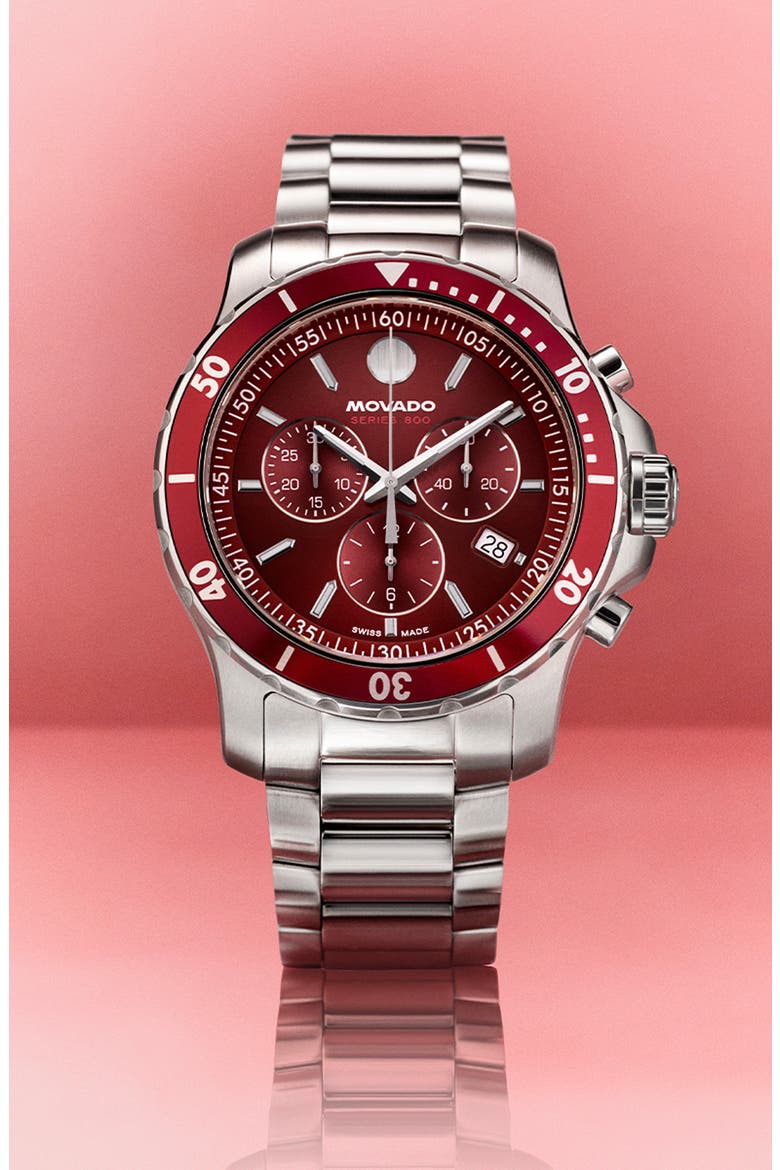 Series 800 Chronograph Bracelet Watch, 42mm, Alternate, color, RED