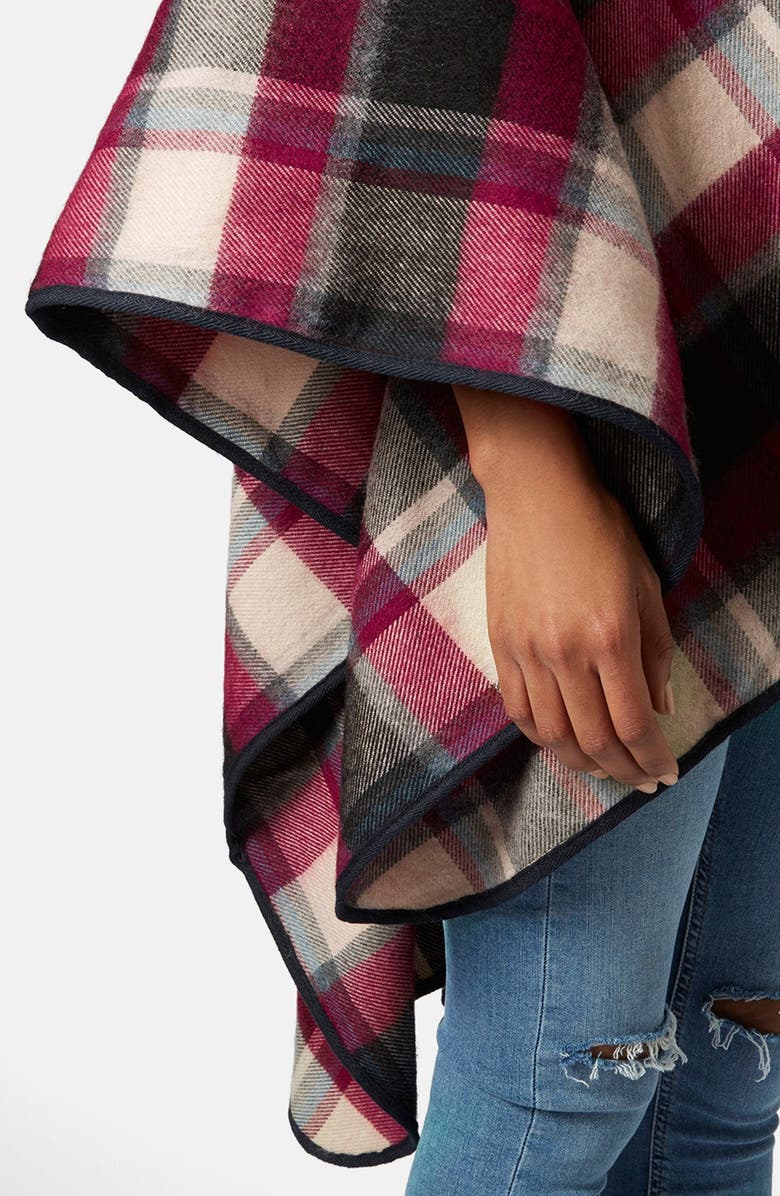 Topshop Check Print Cape, Alternate, color,