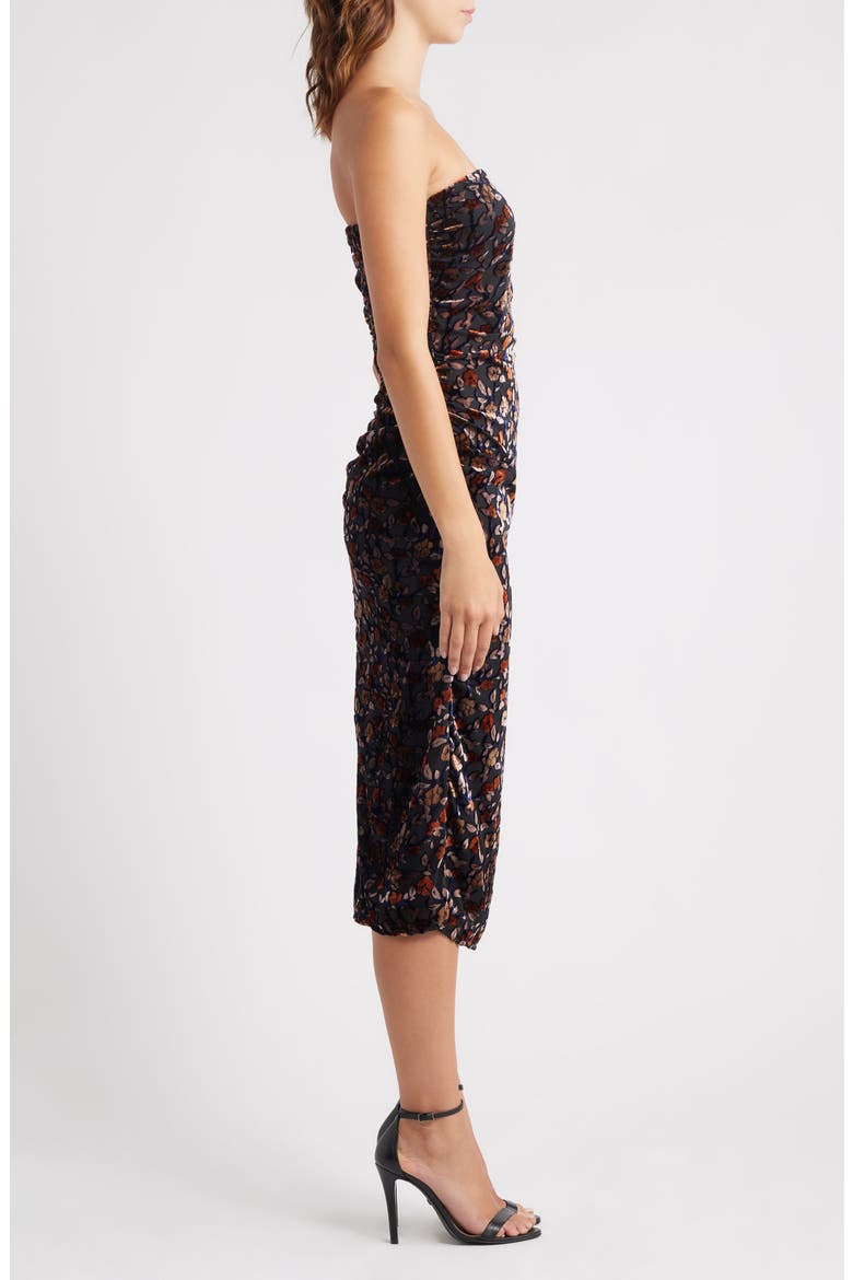 Pixie Metallic Floral Strapless Mesh Midi Dress, Alternate, color, TONAL FLORAL