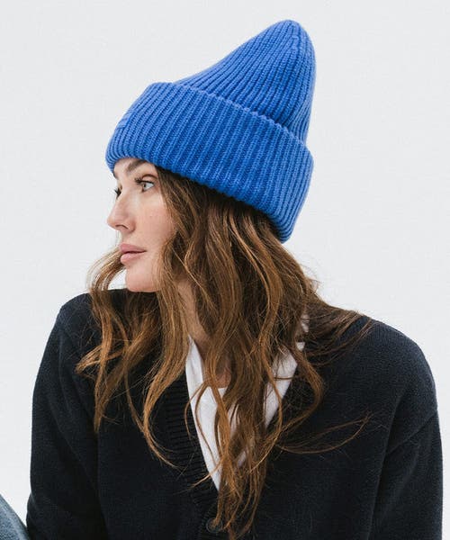 Gigi Pip Gigi Merino Wool Chunky Ribbed Beanie In Alpine Blue