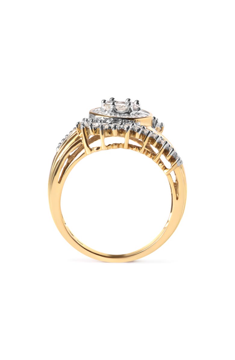 Haus of Brilliance 10K Yellow Gold 1 Cttw Diamond Cluster Swirl Band Ring, Alternate, color, Yellow