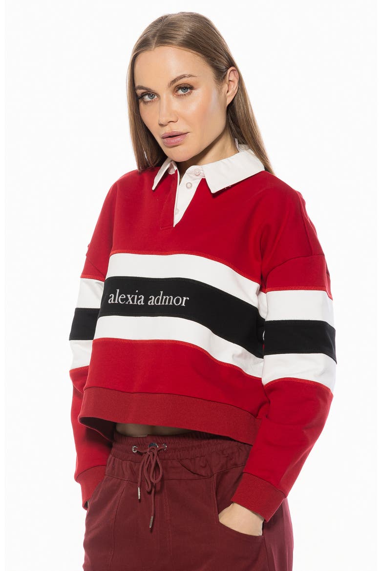 Lucian Branded Rugby Polo Sweatshirt, Alternate, color, BURGUNDY MULTI