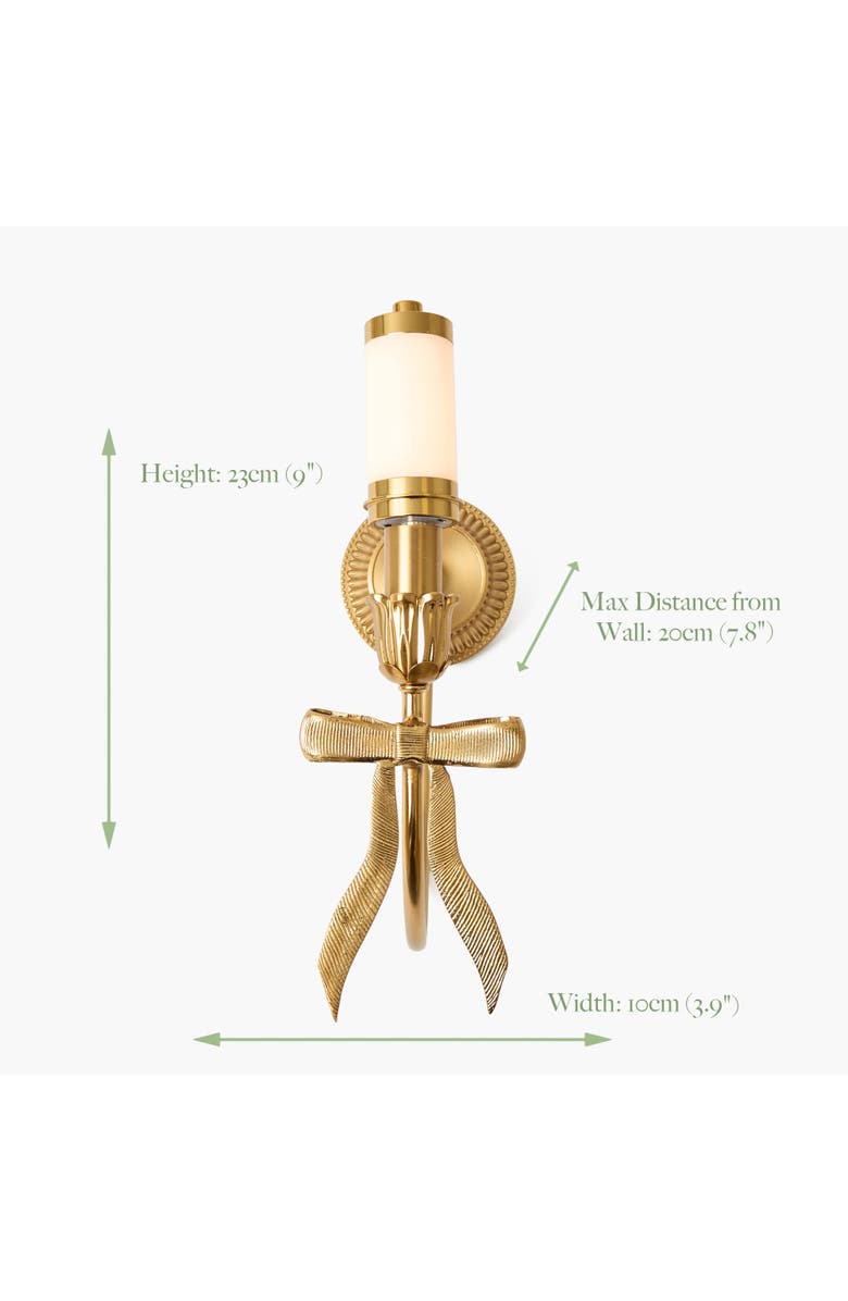 Mrs. Alice Marilyn Bow Rechargeable Wall Light, Alternate, color, Brass