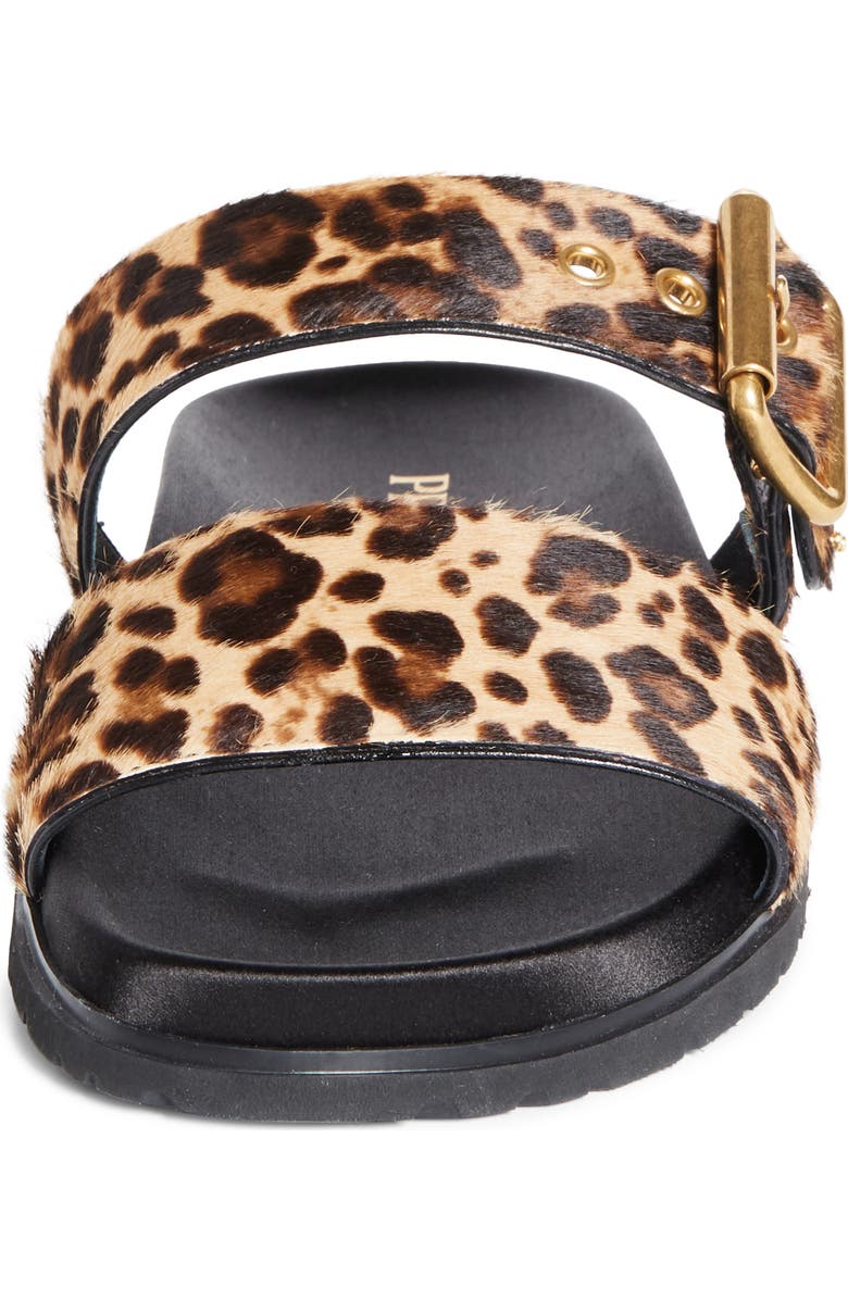 Prada Buckle Genuine Calf Hair Slide Sandal, Alternate, color, Miele