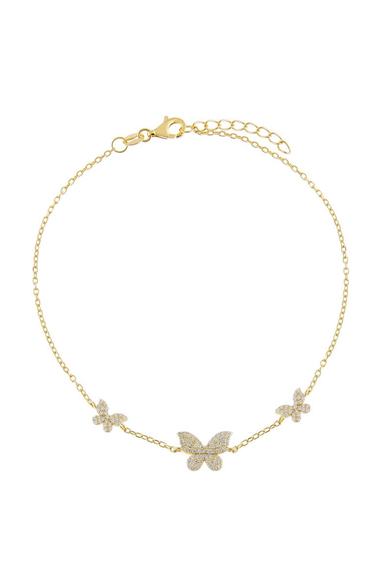 BY ADINA EDEN Pave Triple Butterfly Anklet, Main, color, Gold