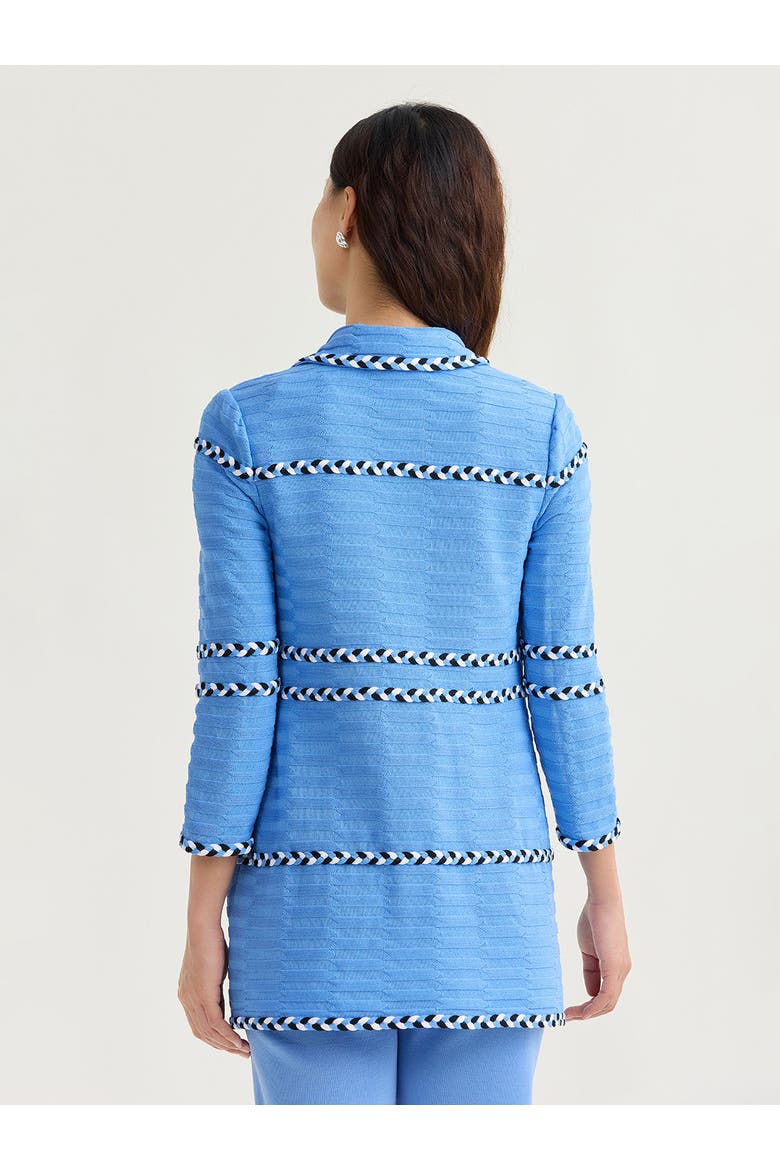 Tri-Color Braided Trim Knit Jacket, Alternate, color, Blue