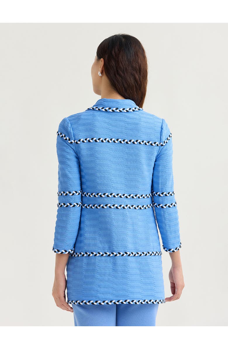 Misook Tri-Color Braided Trim Knit Jacket, Alternate, color, Blue