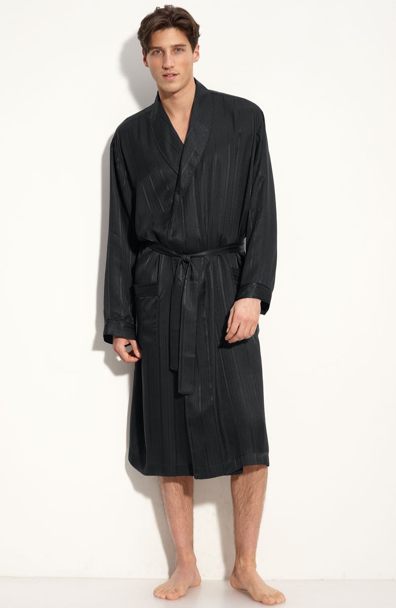 Majestic International Herringbone Stripe Silk Robe, Main, color, 