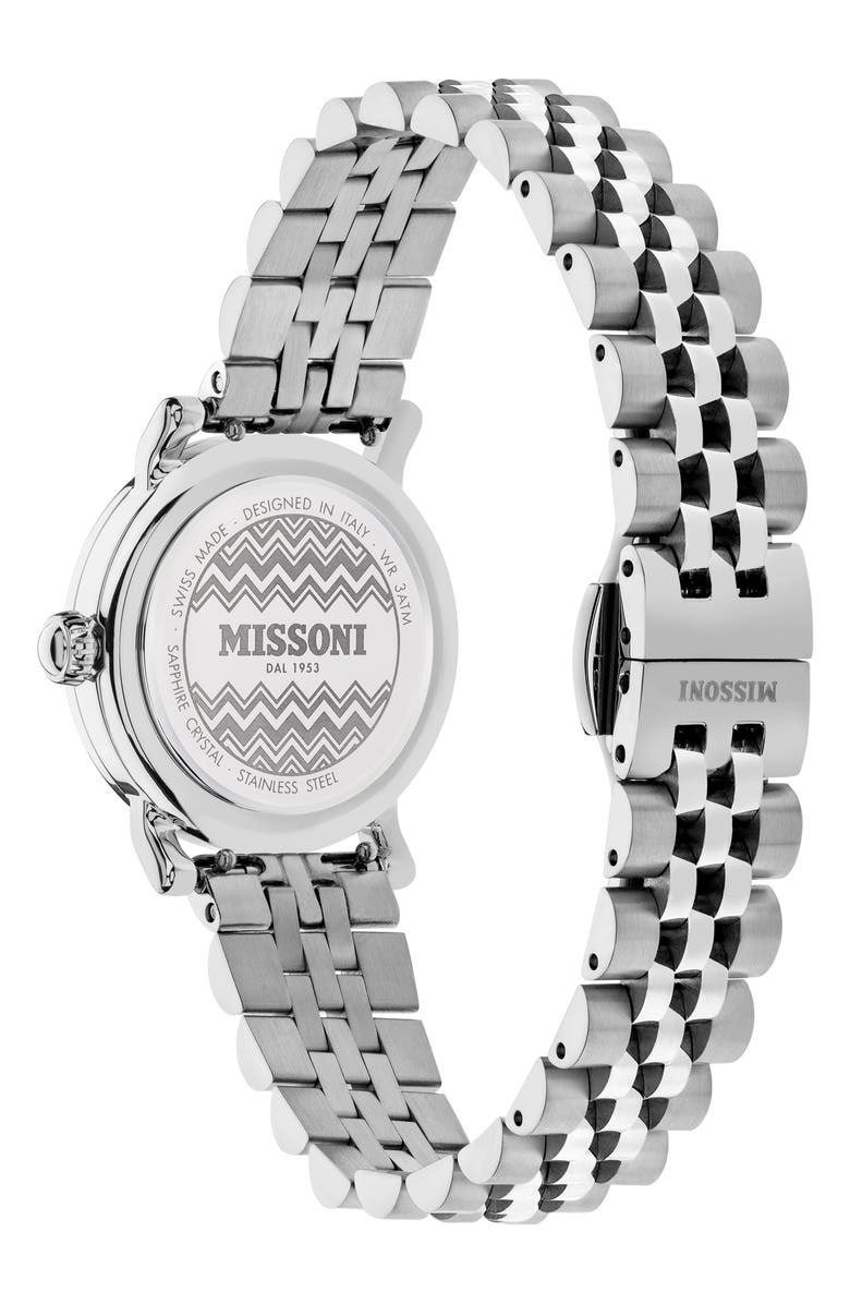 Missoni Mini Monogram Swiss Quartz Bracelet Watch, 28mm, Alternate, color, Stainless Steel