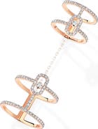 Messika Move Uno Diamond Pavé Double Ring with Detachable Chain