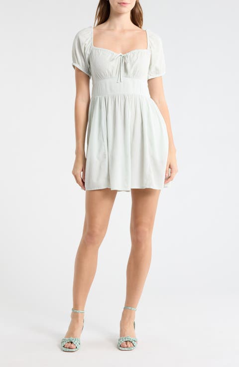 Puff Sleeve Tie Front Minidress